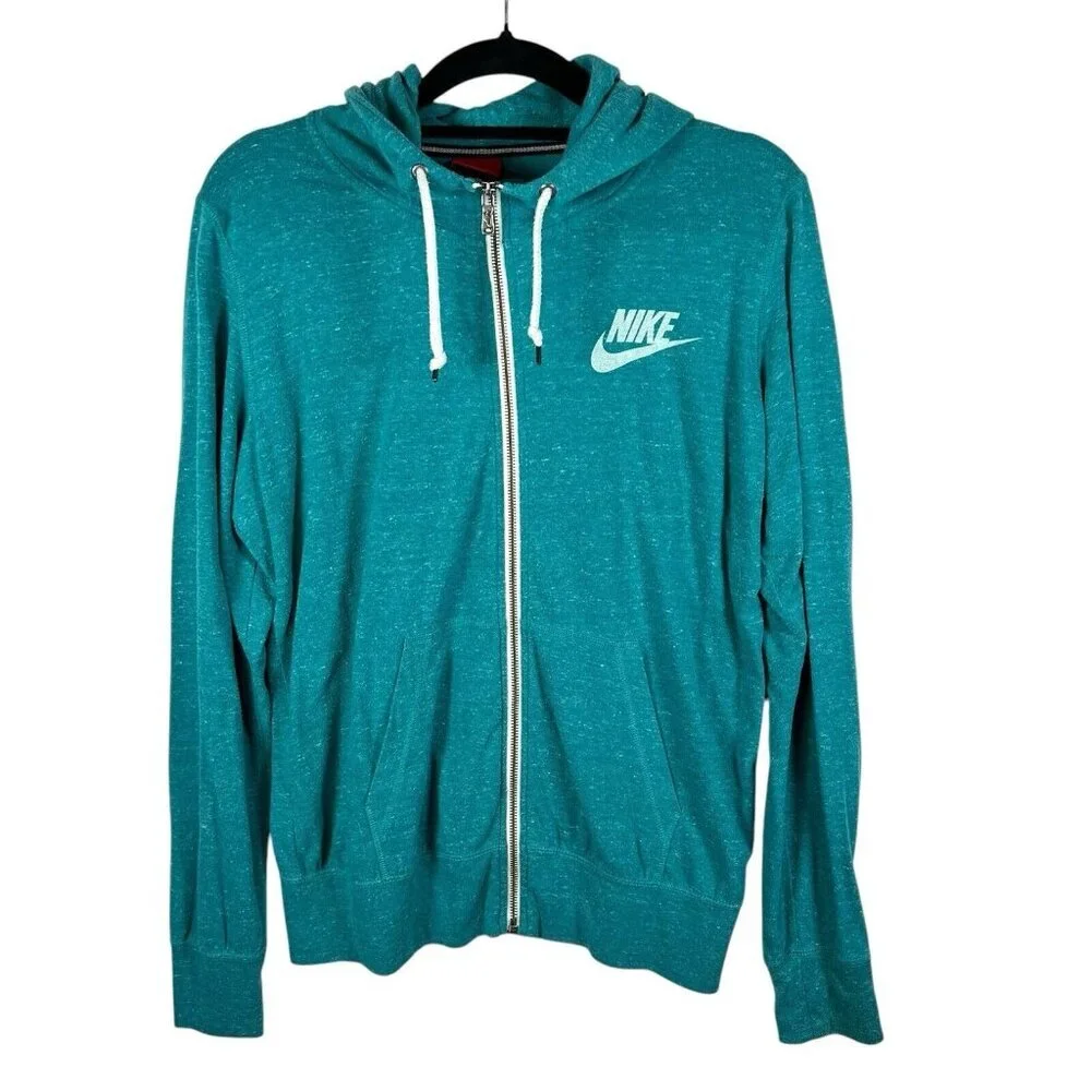 Nike Sportswear Gym Vintage Jacket Hoodie Womens Size XL Full Zip Swoosh Blue